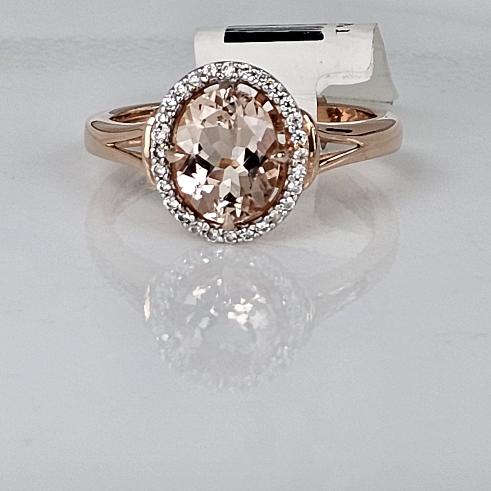 Natural Morganite 18K Rose Gold Vermeil Ring Sz 9!